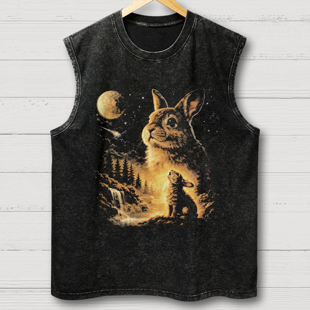 Bunny Howling to the Moon Washed Vest 