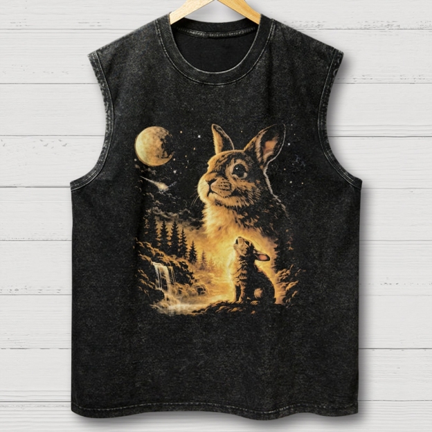 Bunny Howling to the Moon Washed Vest 