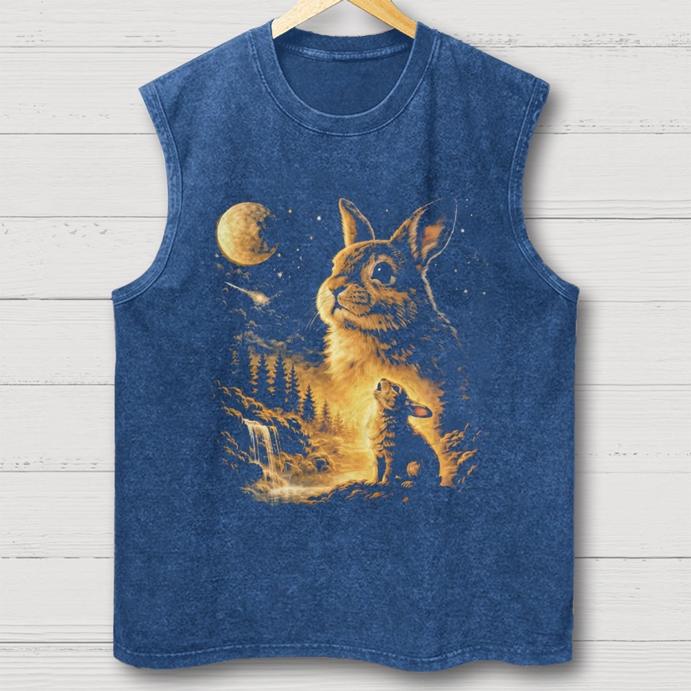 Bunny Howling to the Moon Washed Vest 
