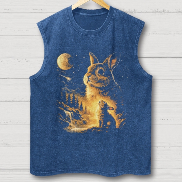 Bunny Howling to the Moon Washed Vest 