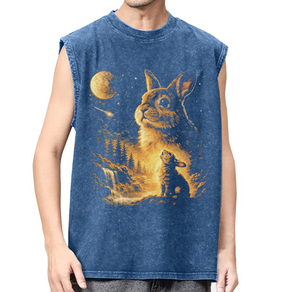 Bunny Howling to the Moon Washed Vest 
