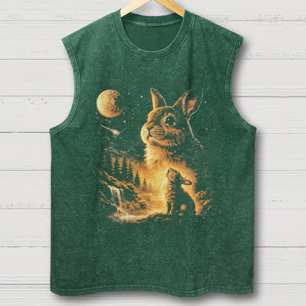 Bunny Howling to the Moon Washed Vest 