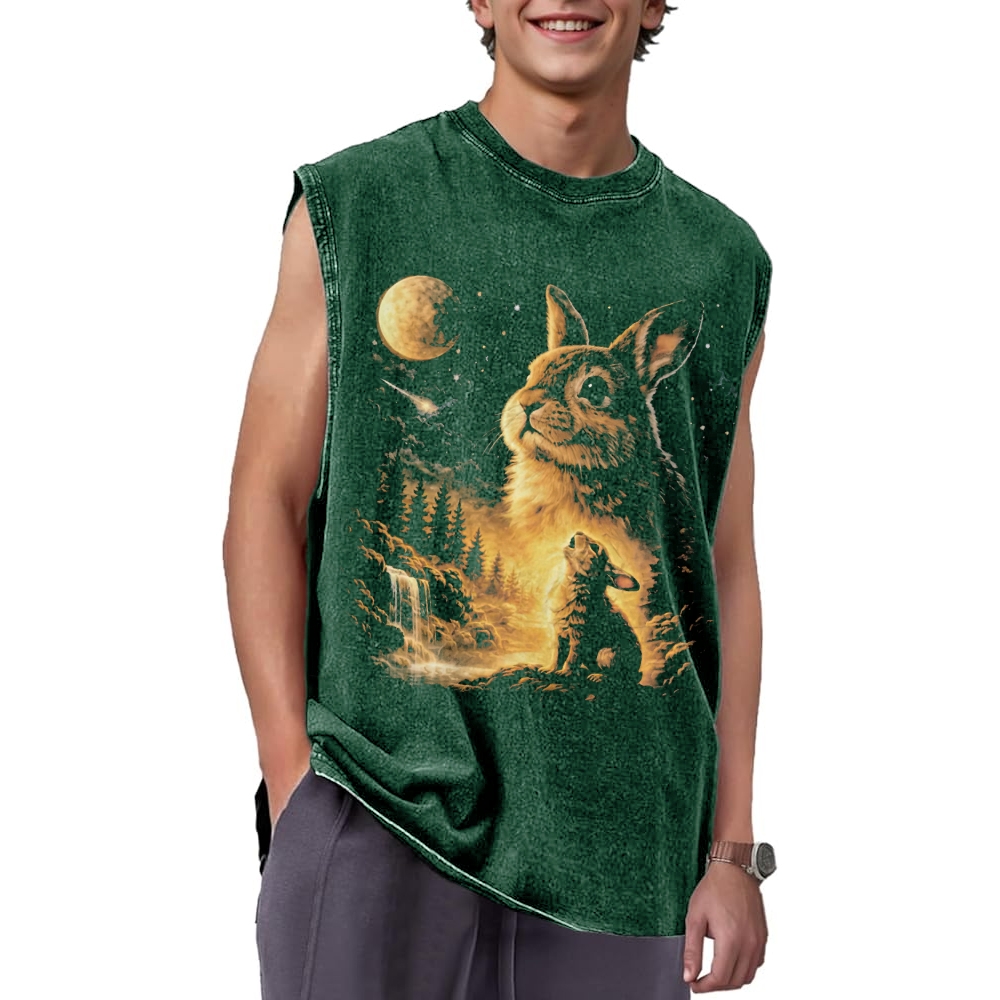 Bunny Howling to the Moon Washed Vest 