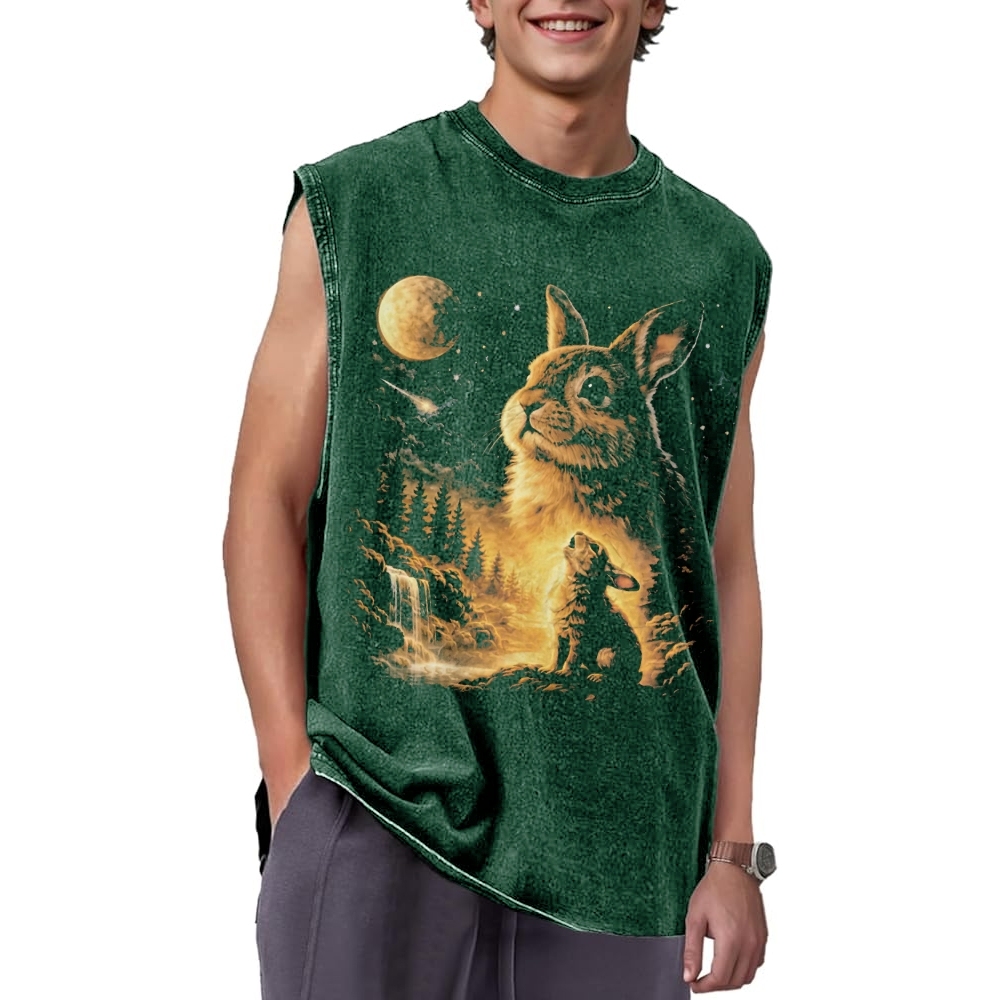 Bunny Howling to the Moon Washed Vest 