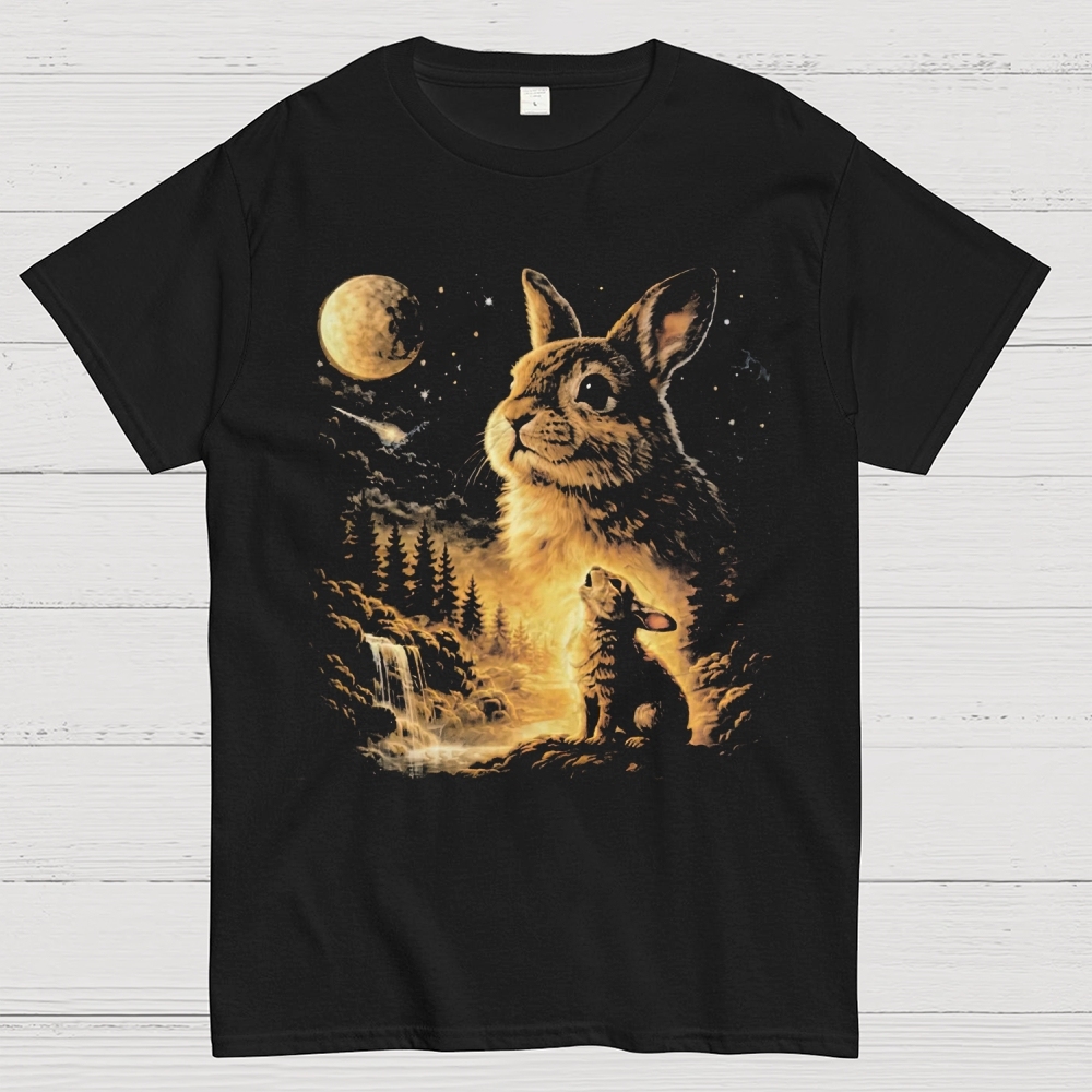 Bunny Howling to the Moon Cotton T-shirt