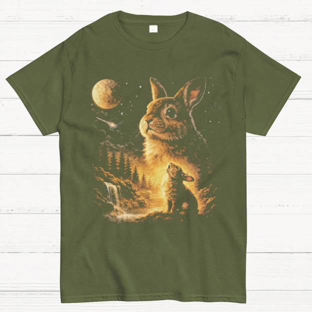 Bunny Howling to the Moon Cotton T-shirt 