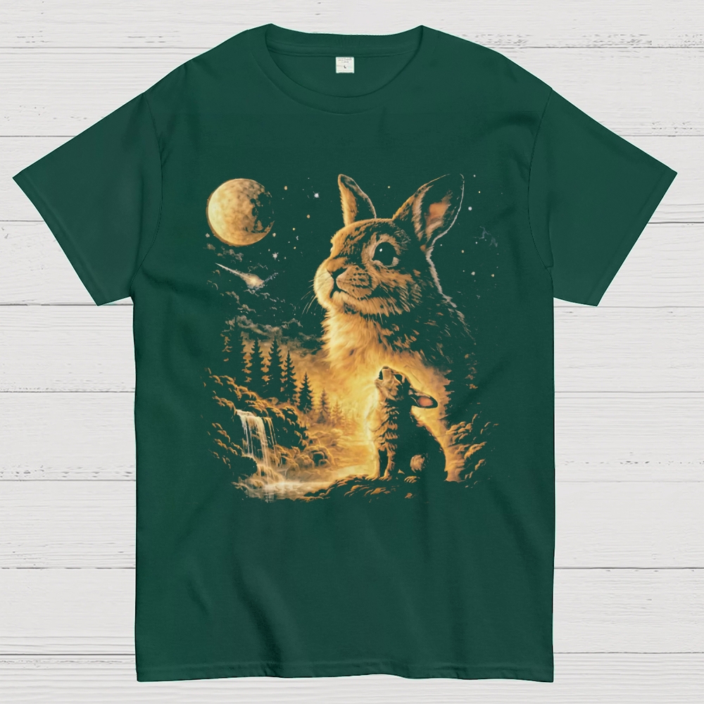 Bunny Howling to the Moon Cotton T-shirt 
