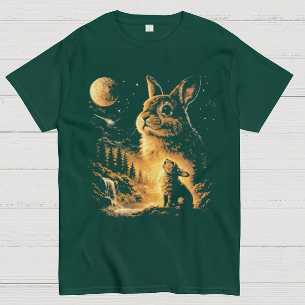 Bunny Howling to the Moon Cotton T-shirt 