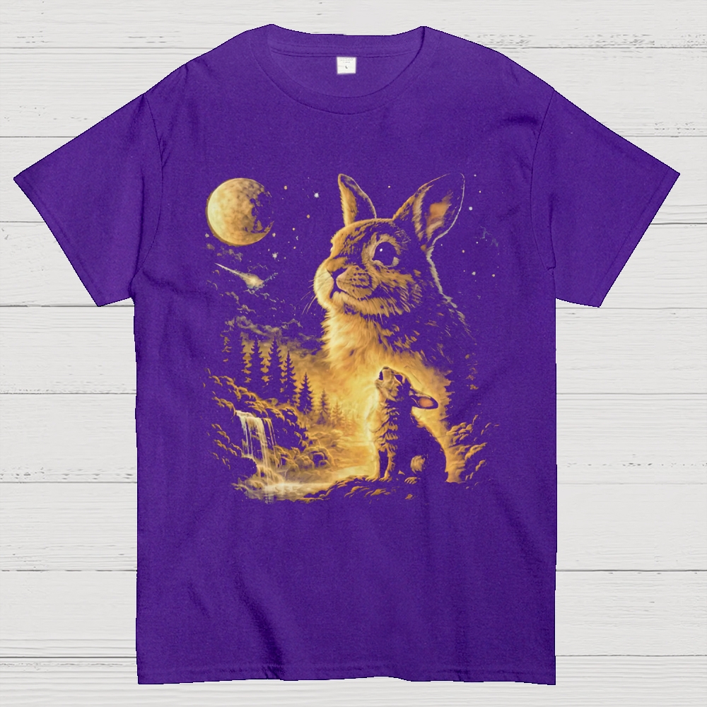 Bunny Howling to the Moon Cotton T-shirt 