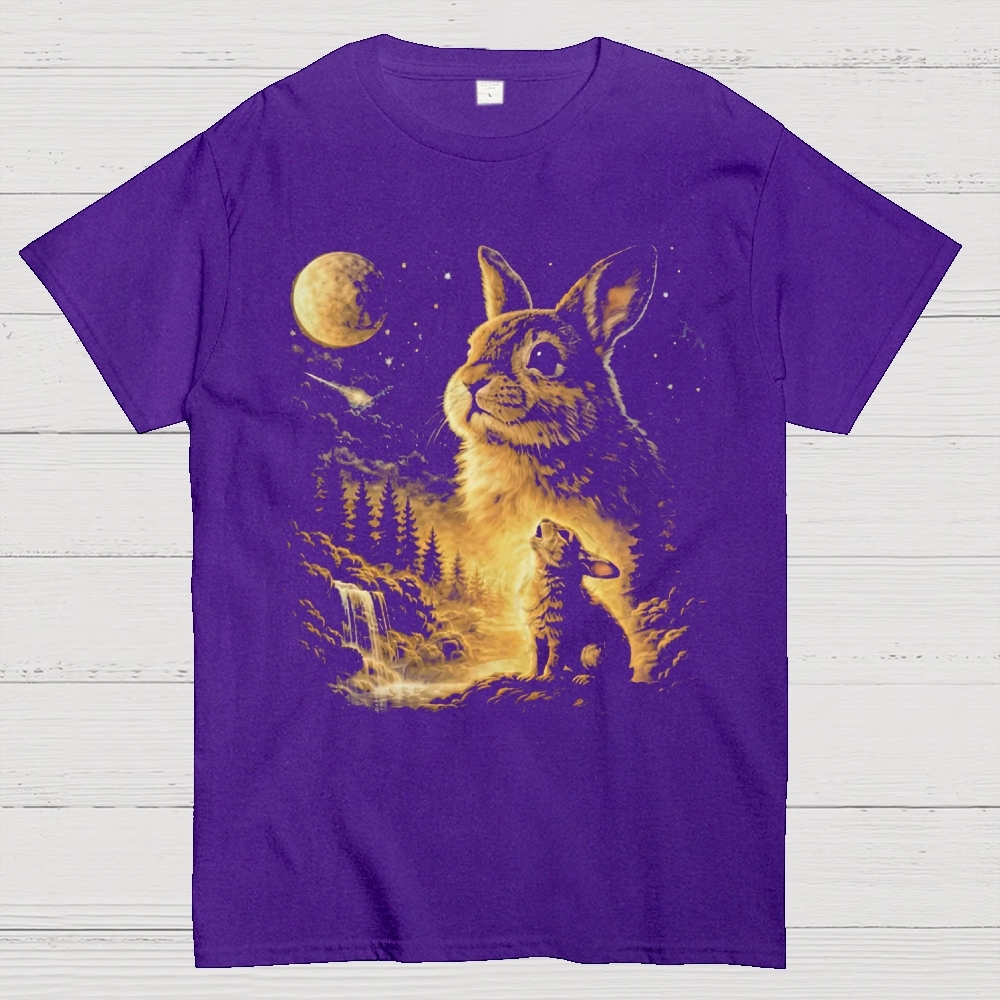 Bunny Howling to the Moon Cotton T-shirt 
