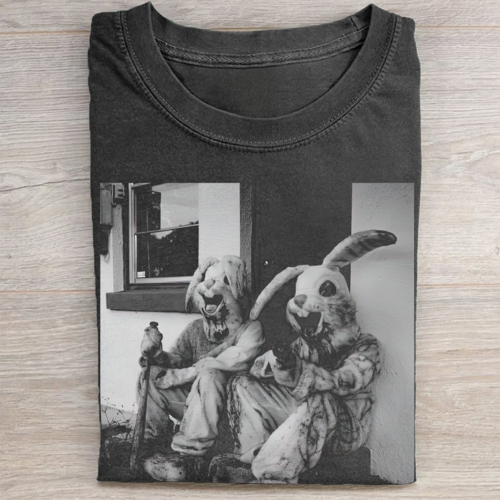 "Creepy Bunny Duo" Horror Vintage Washed Tee