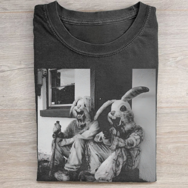 "Creepy Bunny Duo" Horror Vintage Washed Tee 