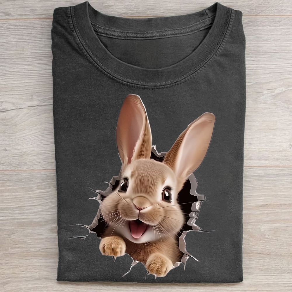 "Bunny Breakout" Playful Vintage Washed Tee