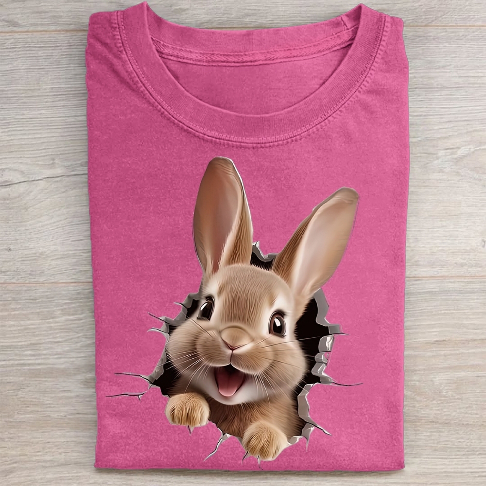 "Bunny Breakout" Playful Vintage Washed Tee