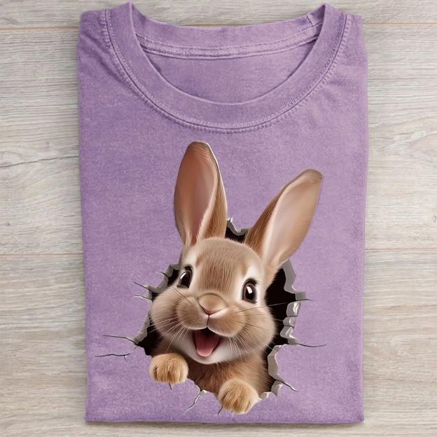 "Bunny Breakout" Playful Vintage Washed Tee