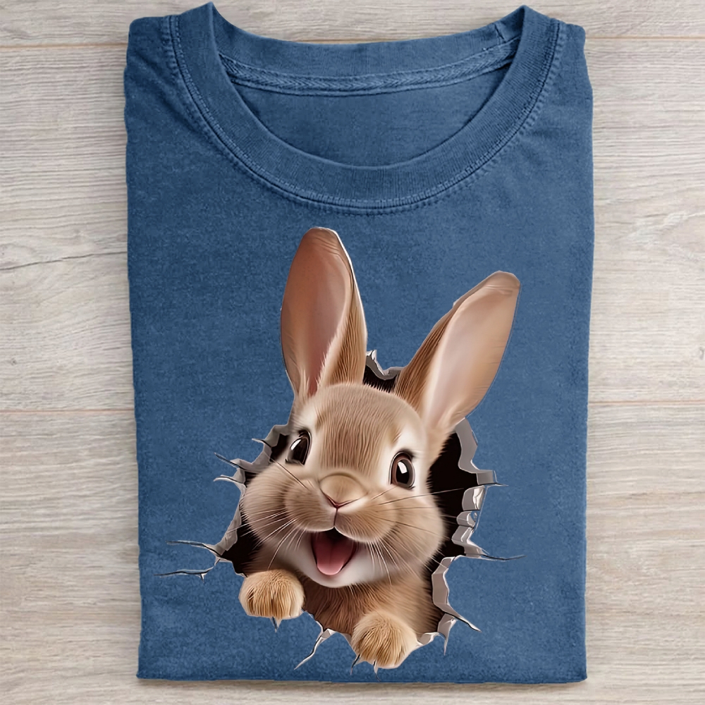 "Bunny Breakout" Playful Vintage Washed Tee