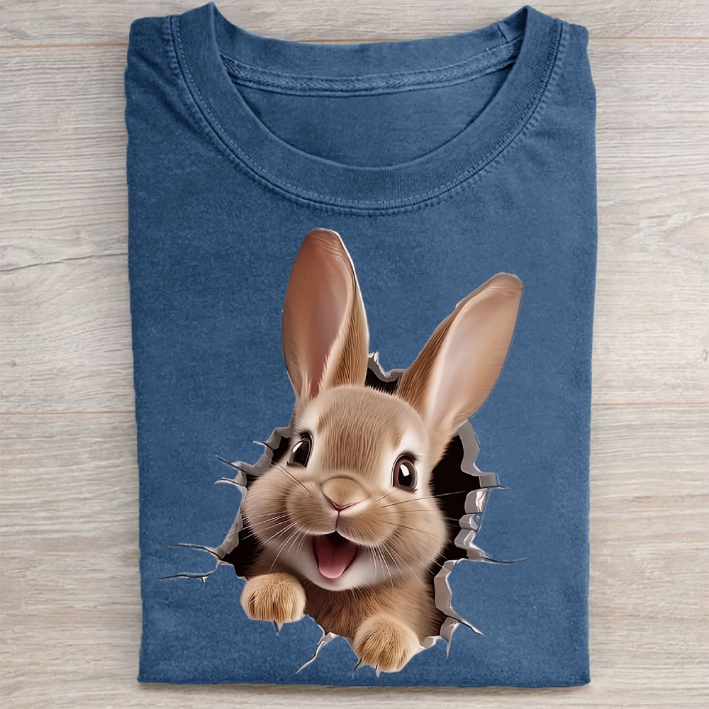 "Bunny Breakout" Playful Vintage Washed Tee