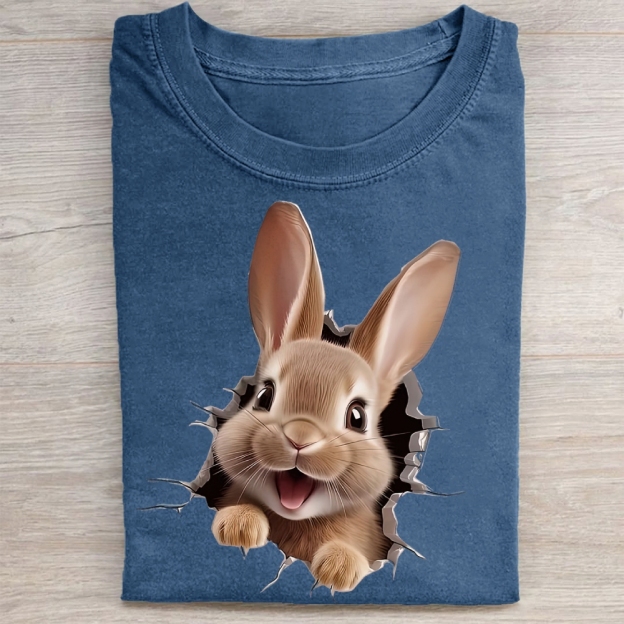 "Bunny Breakout" Playful Vintage Washed Tee