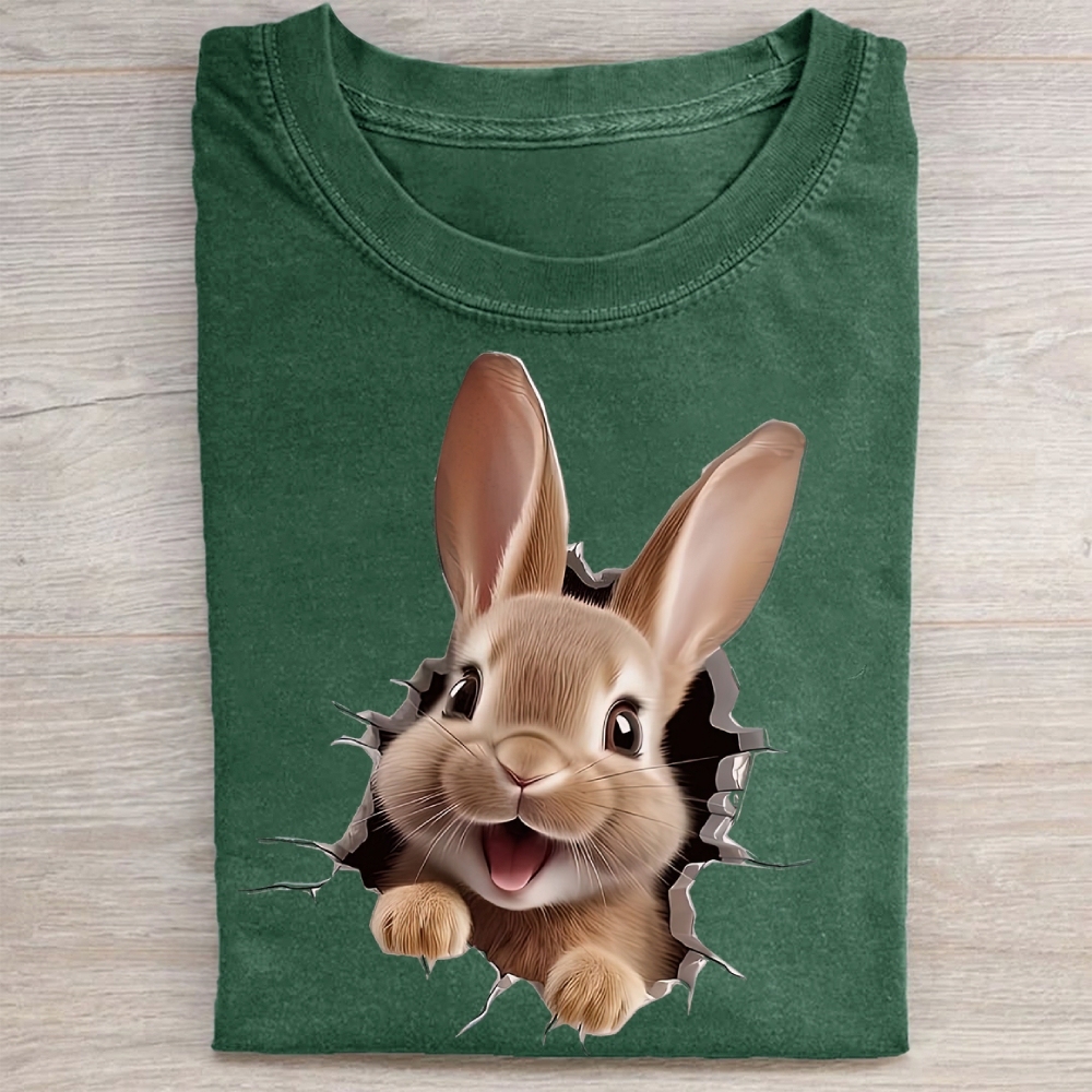 "Bunny Breakout" Playful Vintage Washed Tee