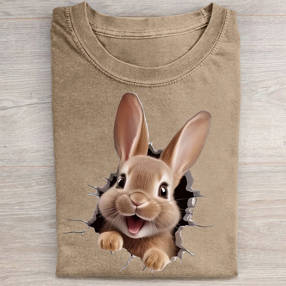 "Bunny Breakout" Playful Vintage Washed Tee