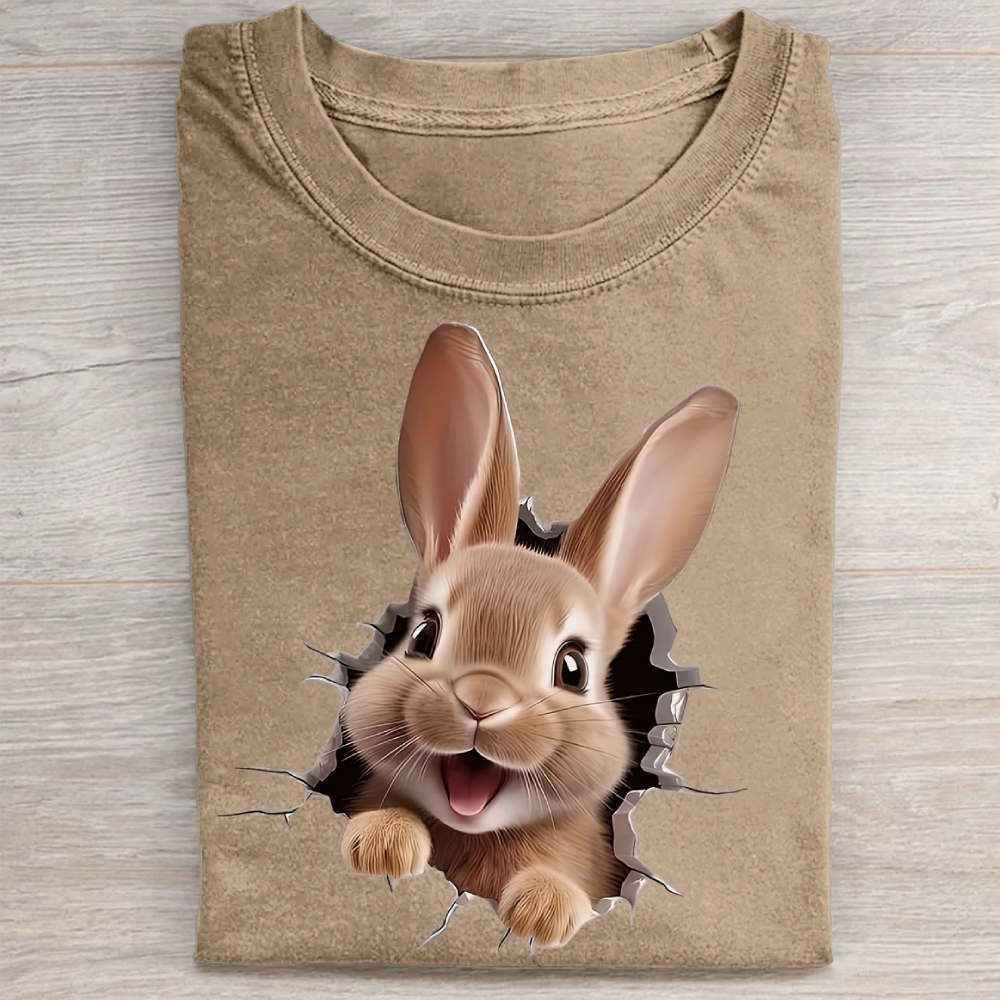"Bunny Breakout" Playful Vintage Washed Tee