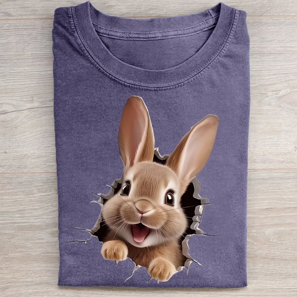 "Bunny Breakout" Playful Vintage Washed Tee