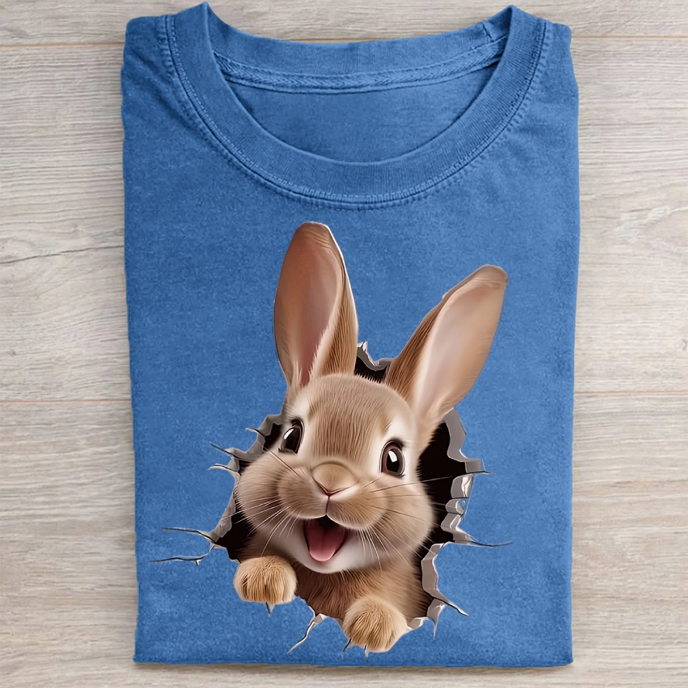 "Bunny Breakout" Playful Vintage Washed Tee