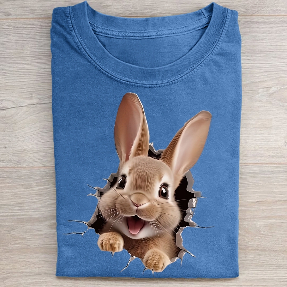 "Bunny Breakout" Playful Vintage Washed Tee