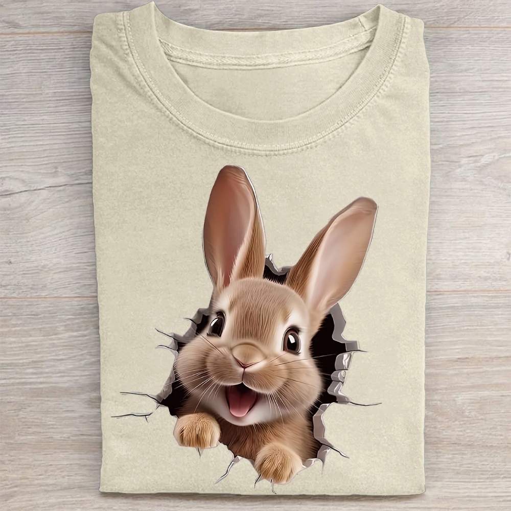 "Bunny Breakout" Playful Vintage Washed Tee