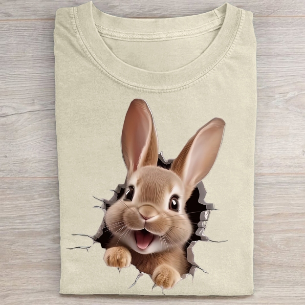"Bunny Breakout" Playful Vintage Washed Tee