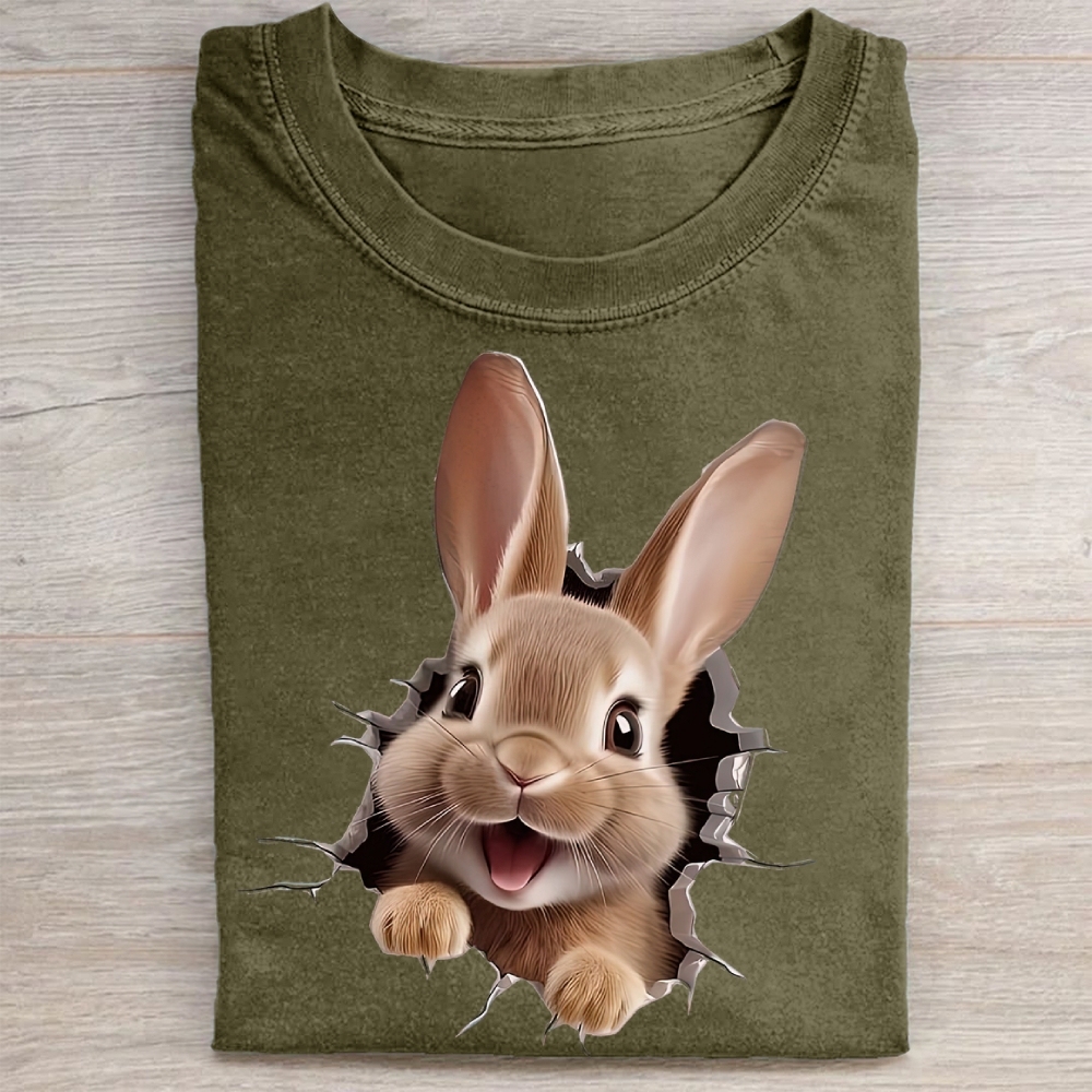 "Bunny Breakout" Playful Vintage Washed Tee