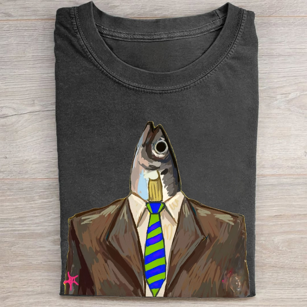 "Corporate Sardine" Surreal Business Vintage Washed Tee 