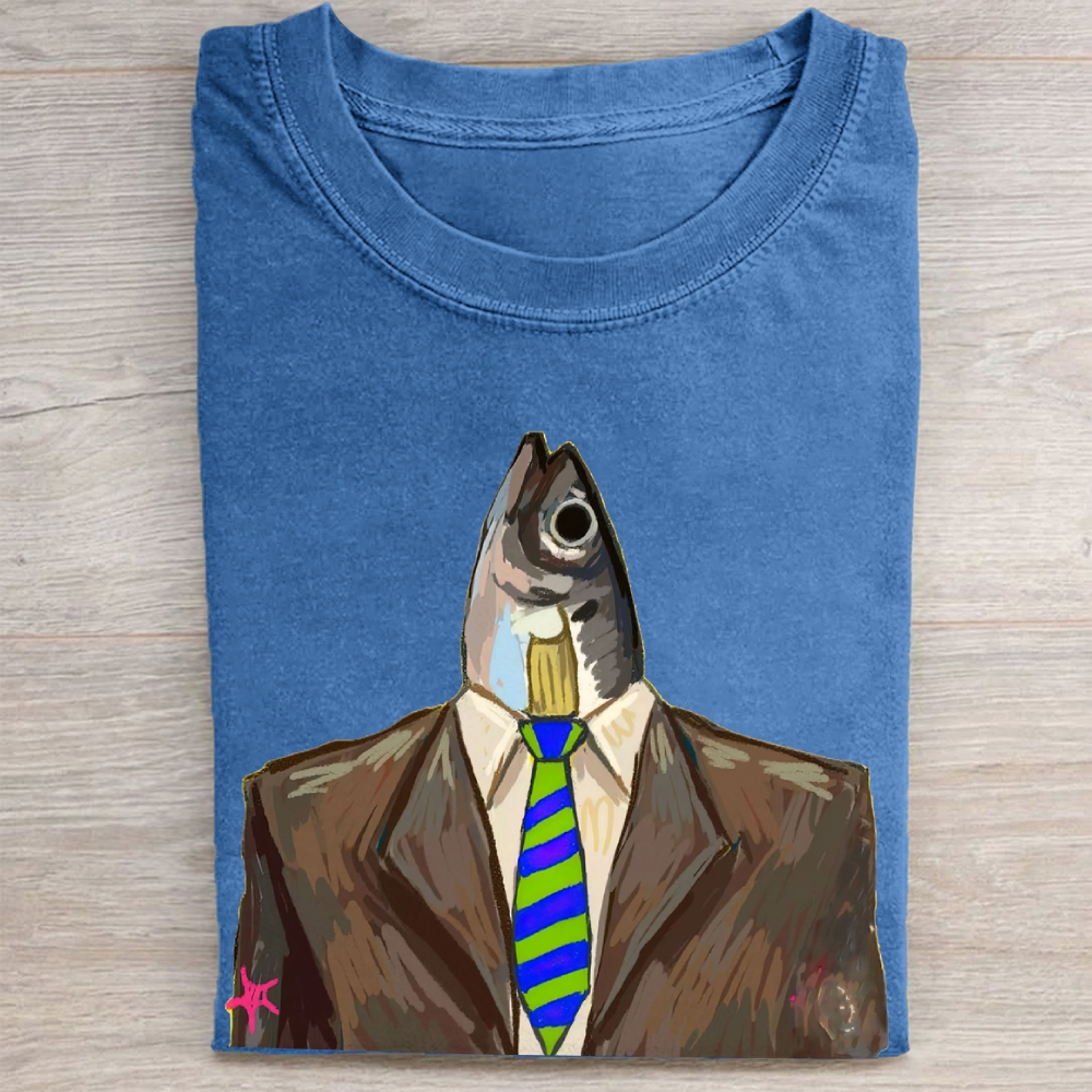 "Corporate Sardine" Surreal Business Vintage Washed Tee 