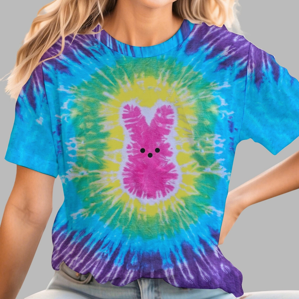 Colorburst Bunny Silhouette Tie-Dye T-Shirt