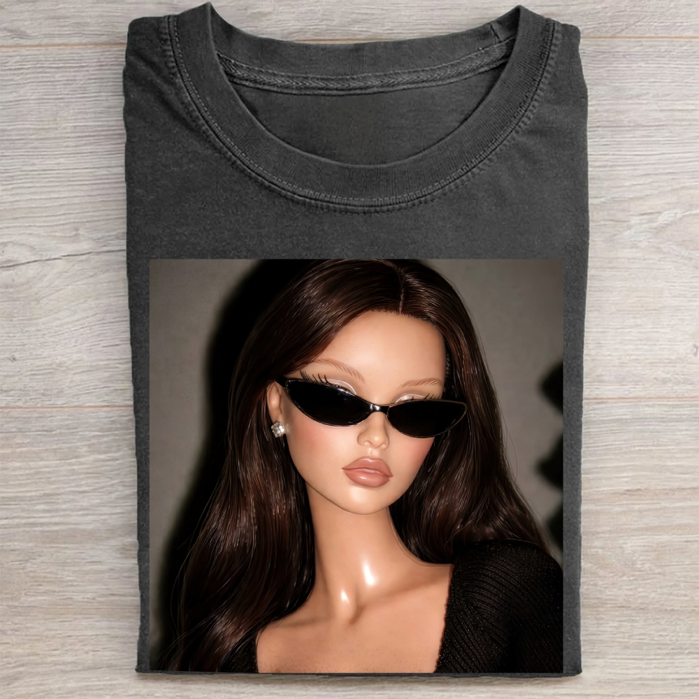"Cool Doll" Retro Fashion Vintage Washed Tee