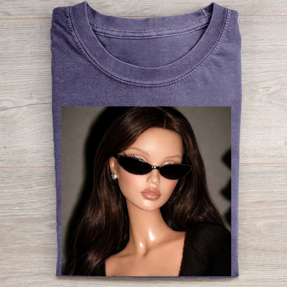 "Cool Doll" Retro Fashion Vintage Washed Tee
