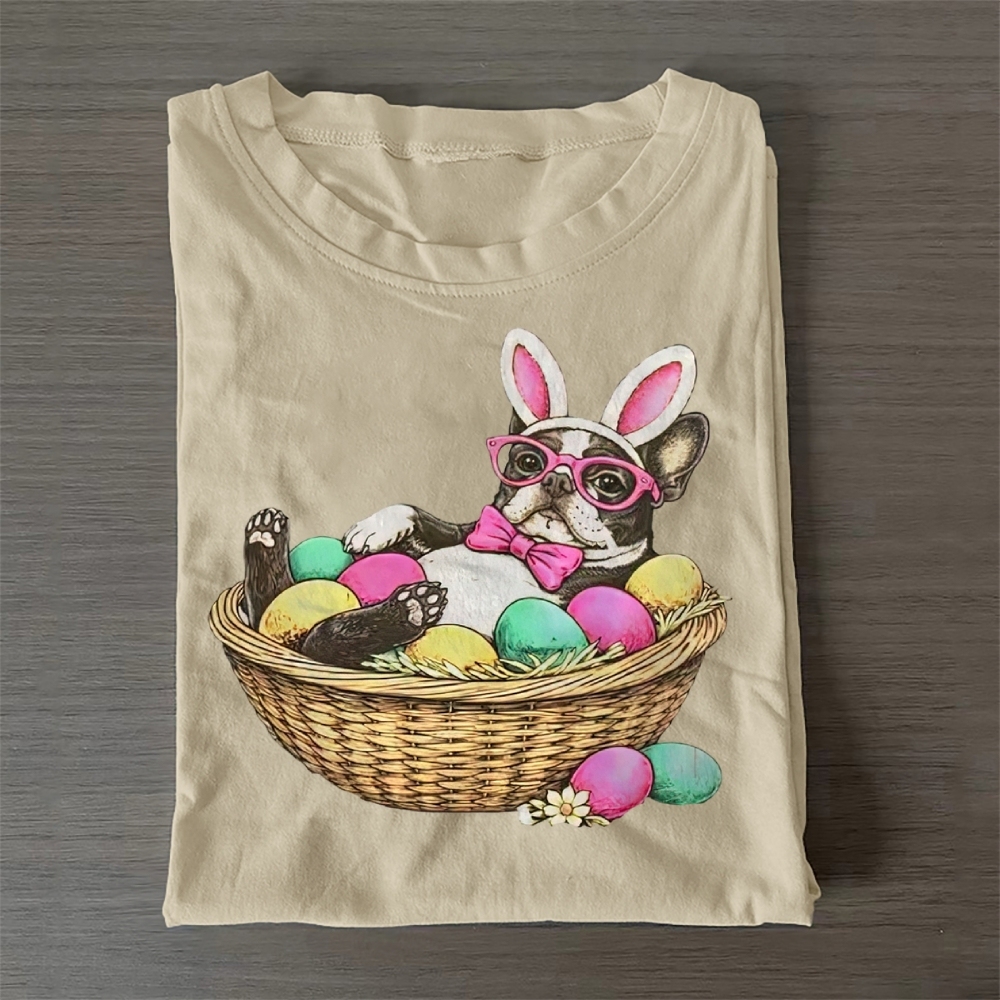 Bostie in a Egg Basket Casual Cotton T-Shirt 