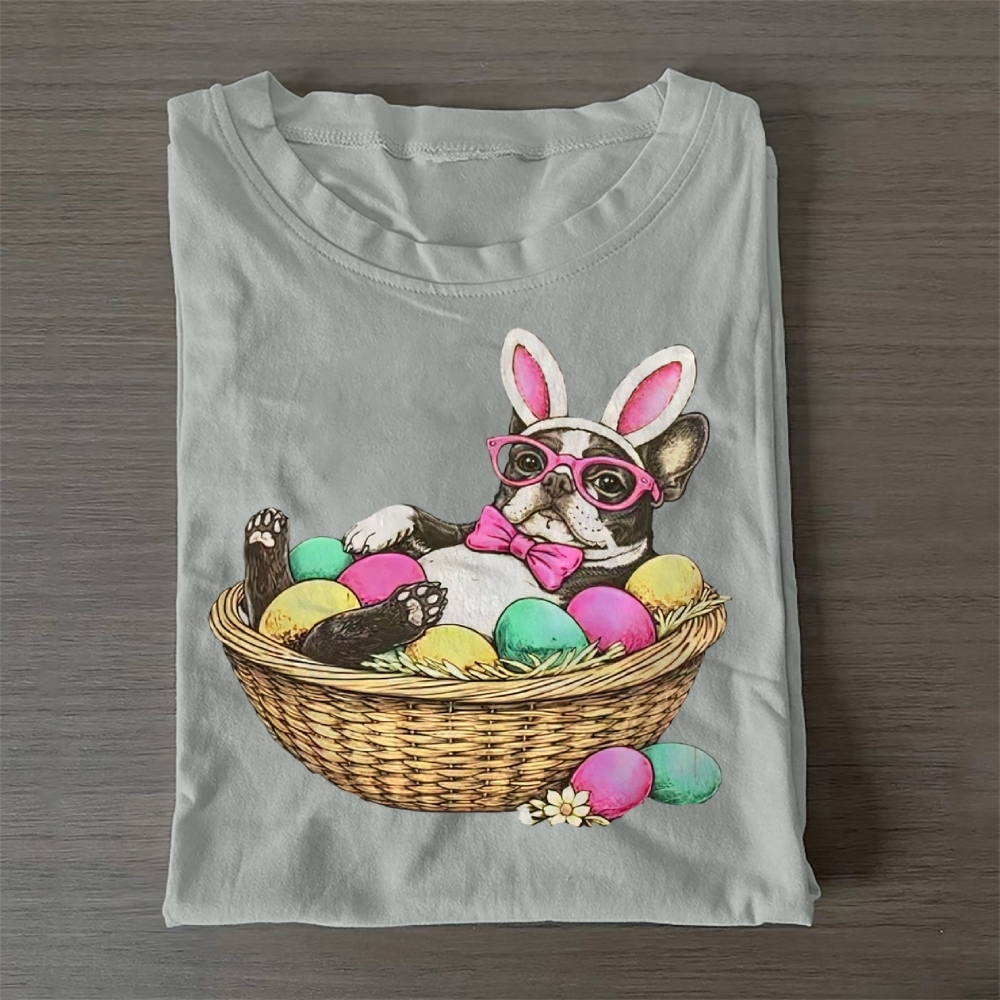 Bostie in a Egg Basket Casual Cotton T-Shirt 