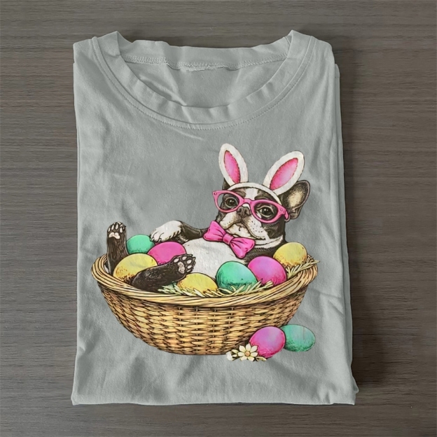 Bostie in a Egg Basket Casual Cotton T-Shirt 