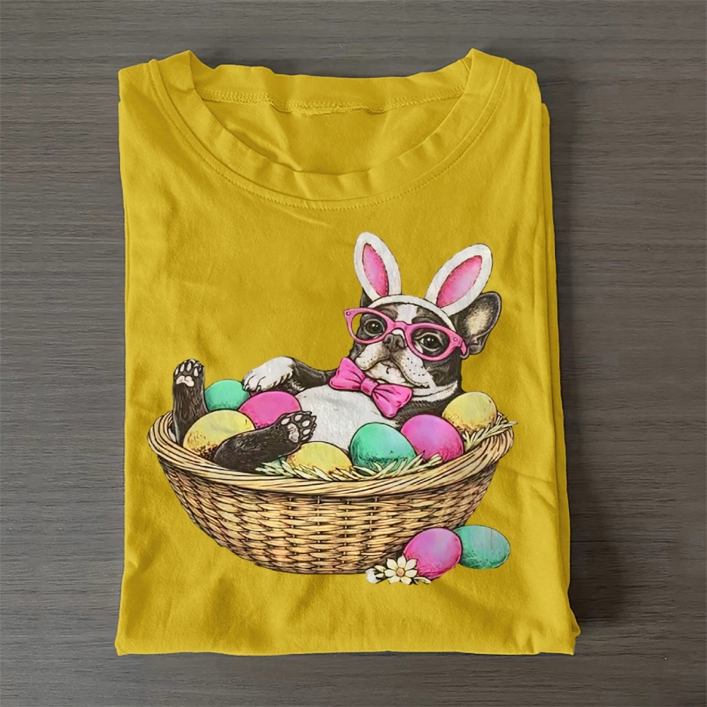 Bostie in a Egg Basket Casual Cotton T-Shirt 