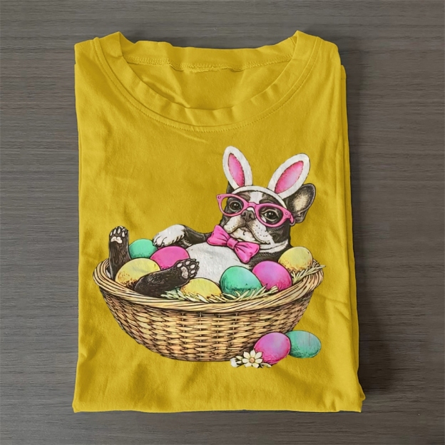 Bostie in a Egg Basket Casual Cotton T-Shirt 