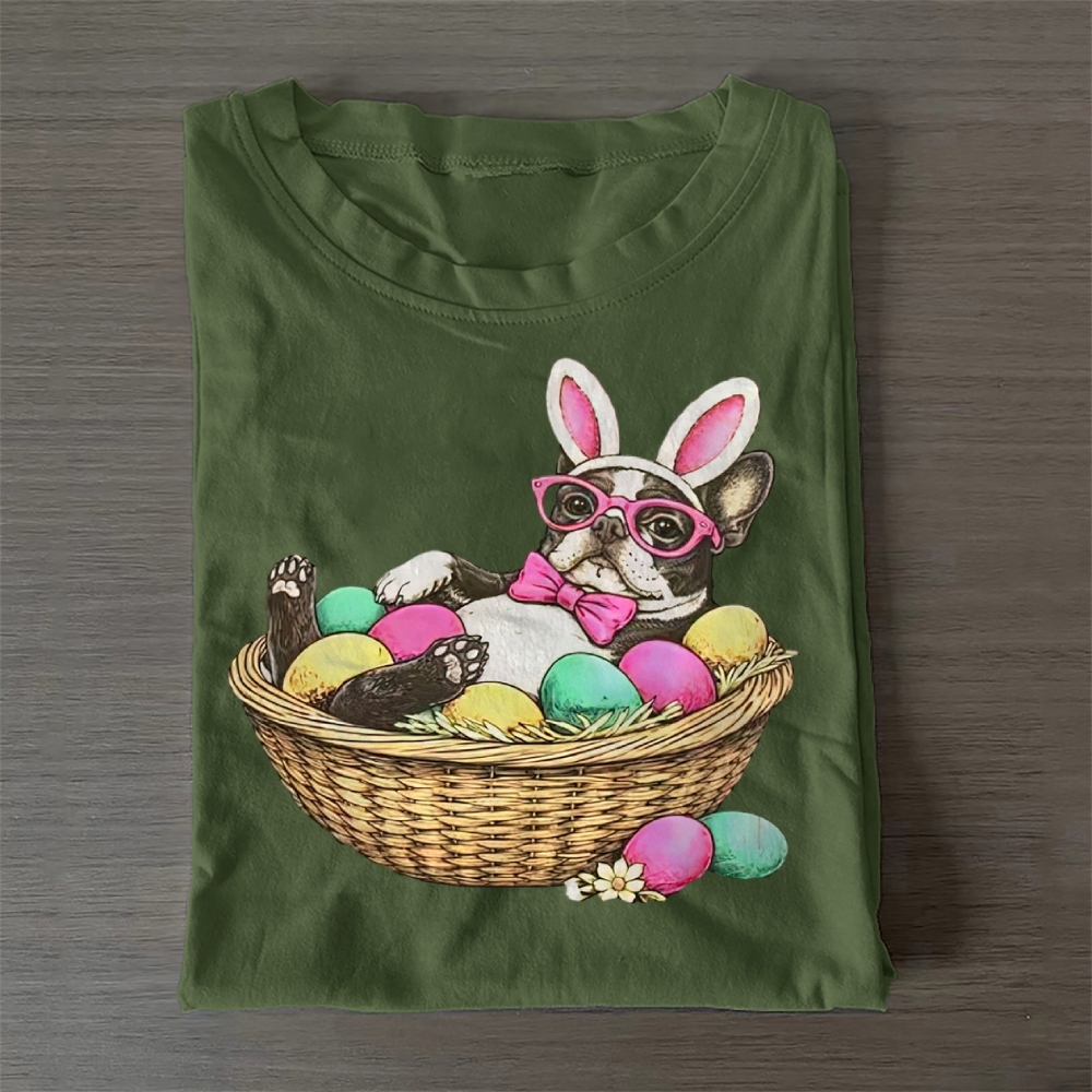 Bostie in a Egg Basket Casual Cotton T-Shirt 