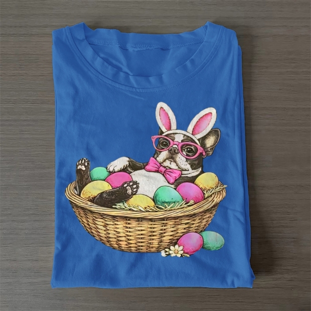 Bostie in a Egg Basket Casual Cotton T-Shirt 