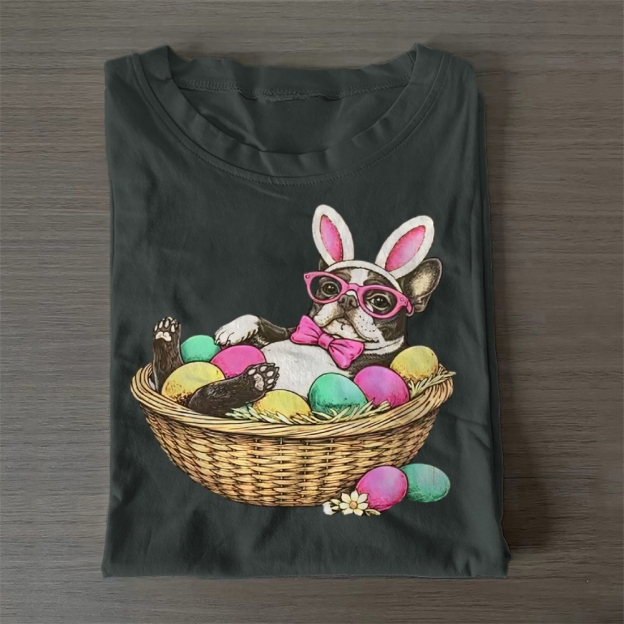 Bostie in a Egg Basket Casual Cotton T-Shirt 