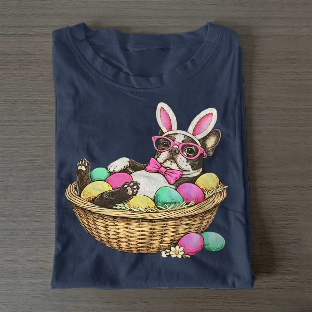 Bostie in a Egg Basket Casual Cotton T-Shirt 