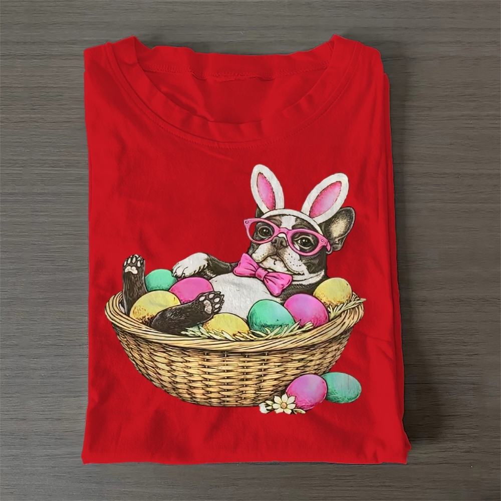 Bostie in a Egg Basket Casual Cotton T-Shirt 