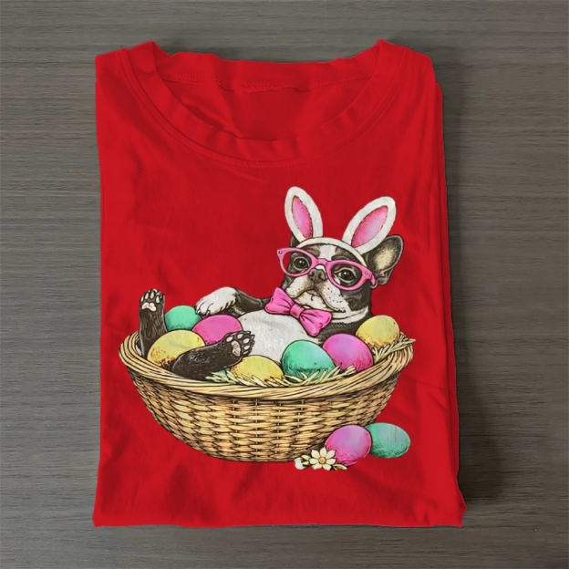 Bostie in a Egg Basket Casual Cotton T-Shirt 