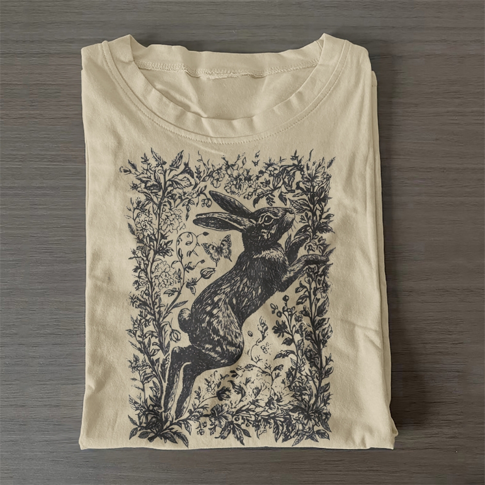 Cottagecore Rabbit Casual Cotton T-Shirt 