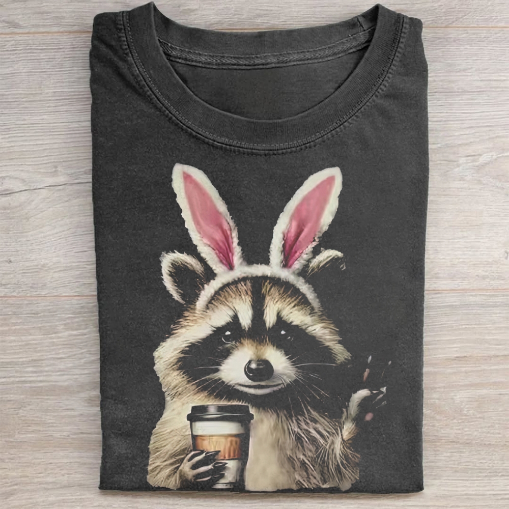 Funny Raccoon Easter  Washed Tee 