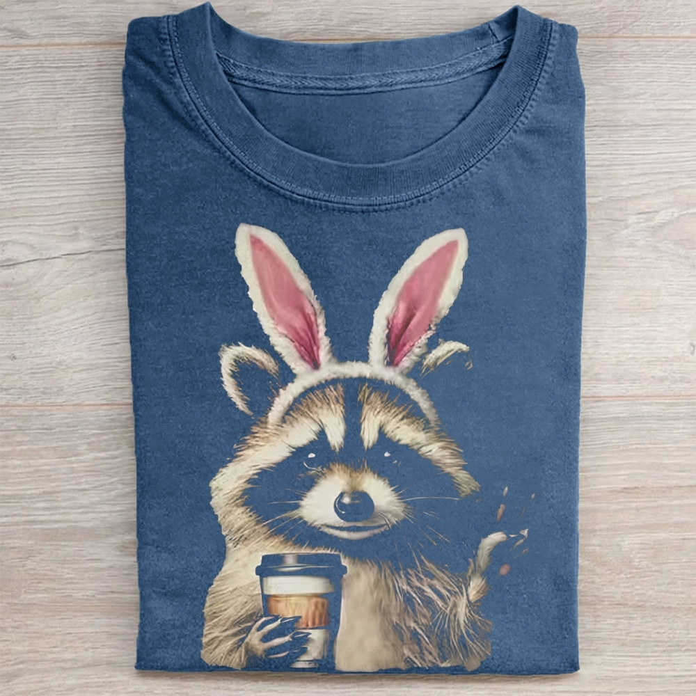 Funny Raccoon Easter  Washed Tee 